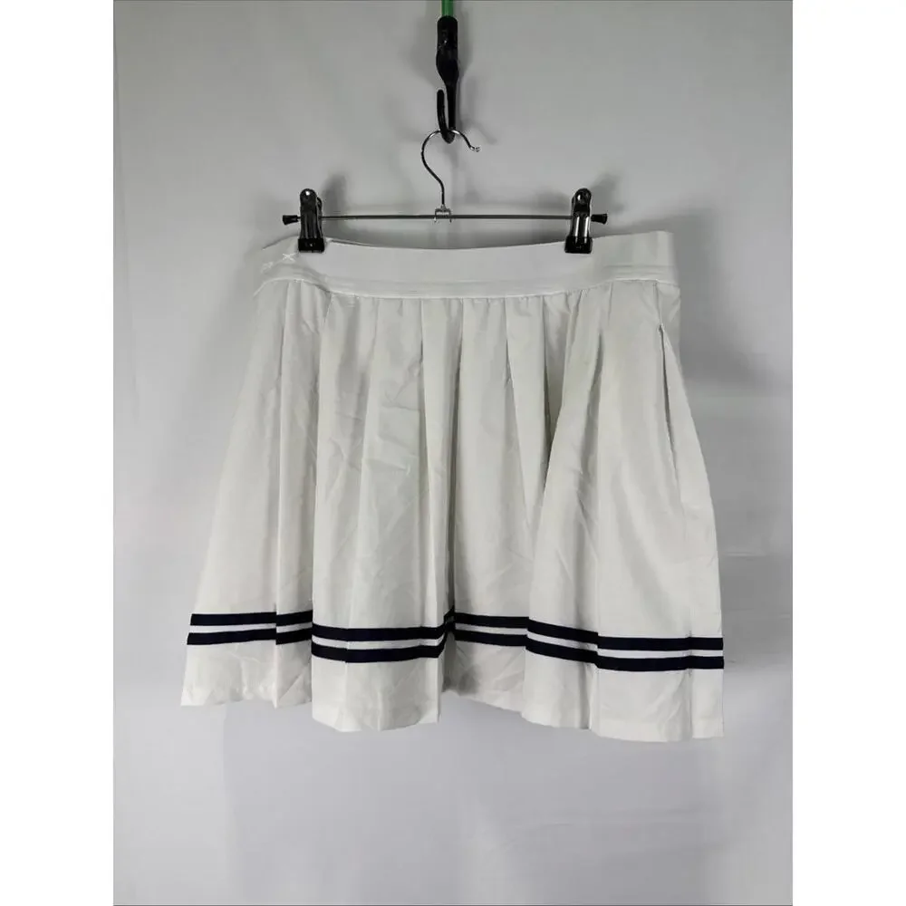 Polo Ralph Lauren White Stretch High-Waisted Pleated Skort Size L with Stain